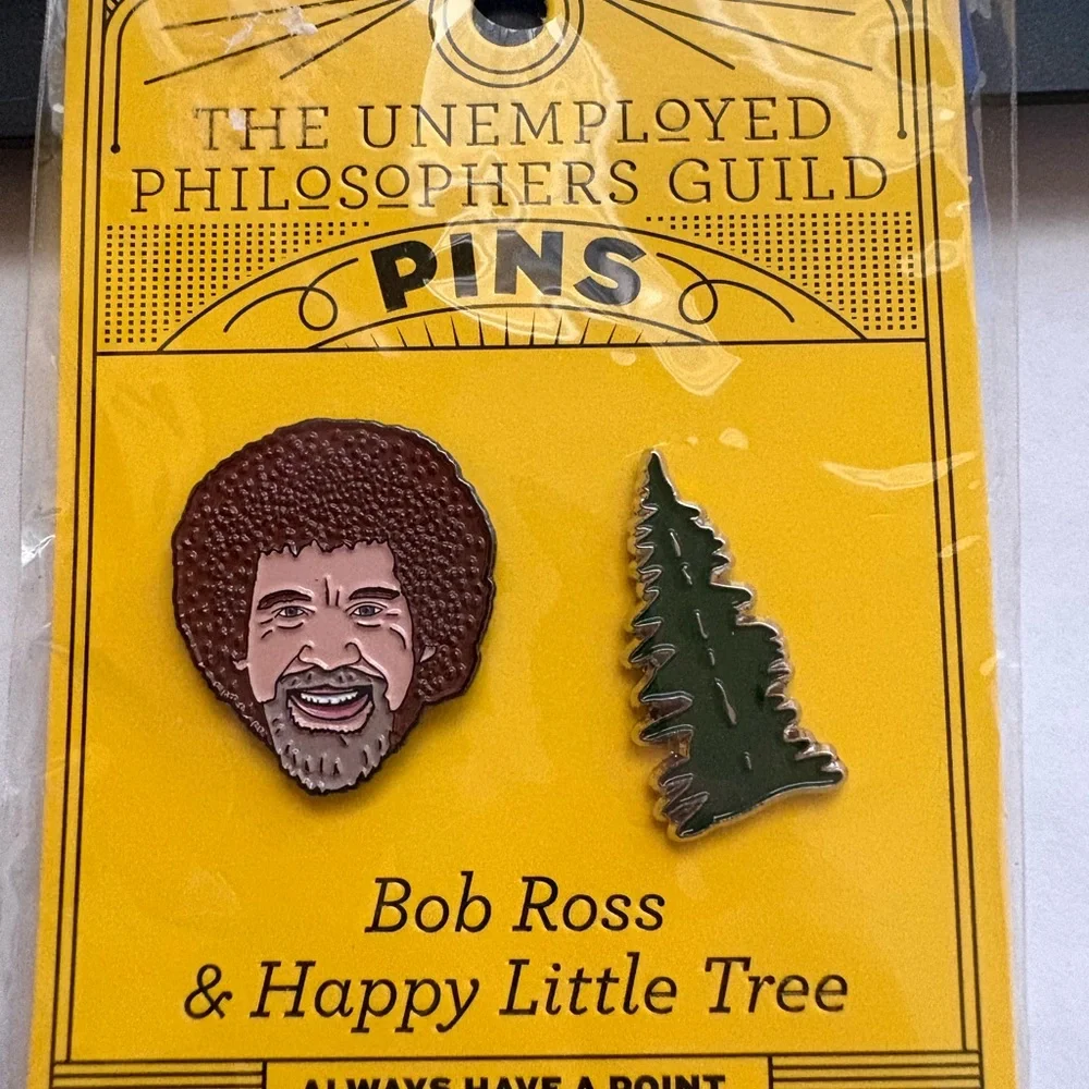 Bob Ross Enamel Pin Set - Brown & Green